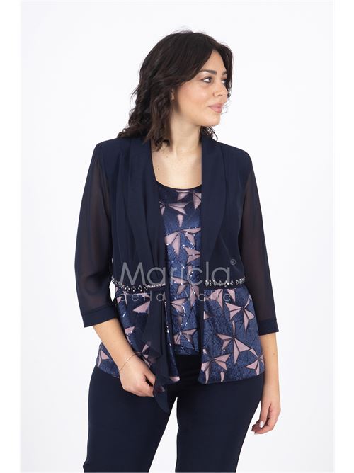 tailleur 3 pezzi giacca paiette LUDOVICA HASSLER | LH903BLU